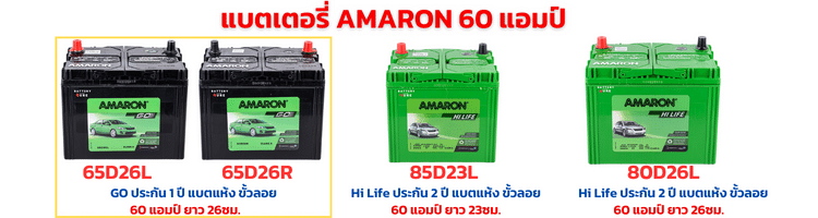 แบตเตอรี่ AMARON 60 แอมป์ ราคา